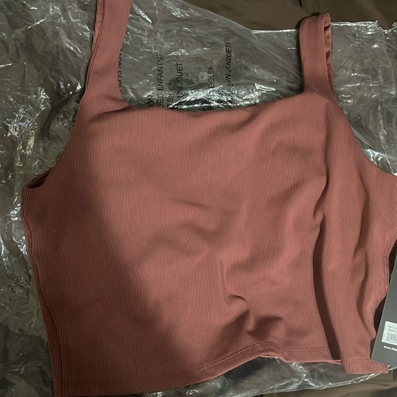 NEW 90 DEGREE BY REFLEX crop top Terracotta BNWT ribbed Large - Picture 1 of 8